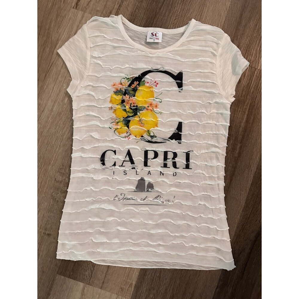 Capri Italy Ruffle White Shirt